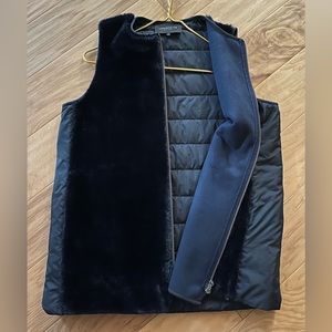 Oversized navy “fur” vest
Lafayette 148 New York